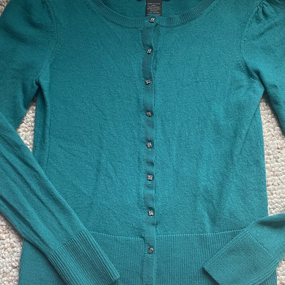 Banana Republic Teal Green Lightweight Button Cardigan
